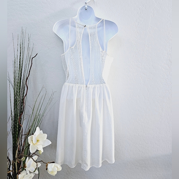 NWT BCBGeneration Off White Cream Open Back Midi Dress Size 8 Sleeveless - Picture 4 of 4